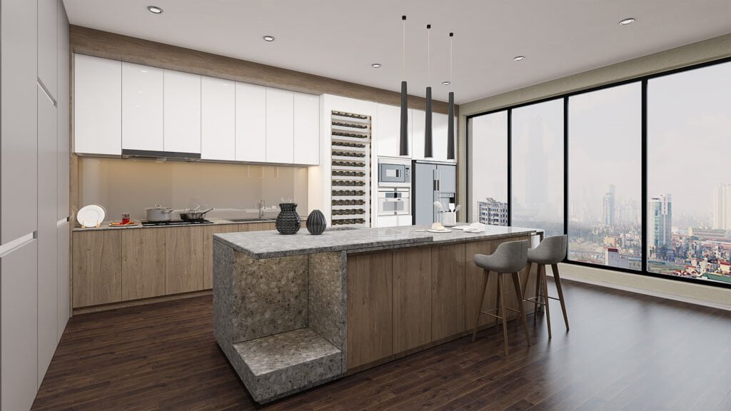 Modern kitchen with marble stone worktops. BWF Humphries Stonemasons, Wood Burning Stoves, Granite Worktops, Quartz Worktops. Hungerford, Newbury, Marlborough.